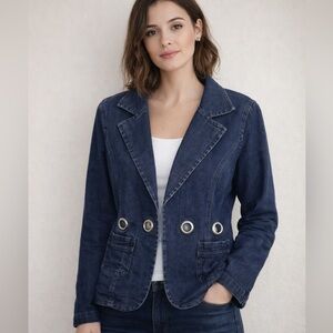 Vintage Denim jacket Y2K Bum equipment jeans blazer grommet 2000s size large